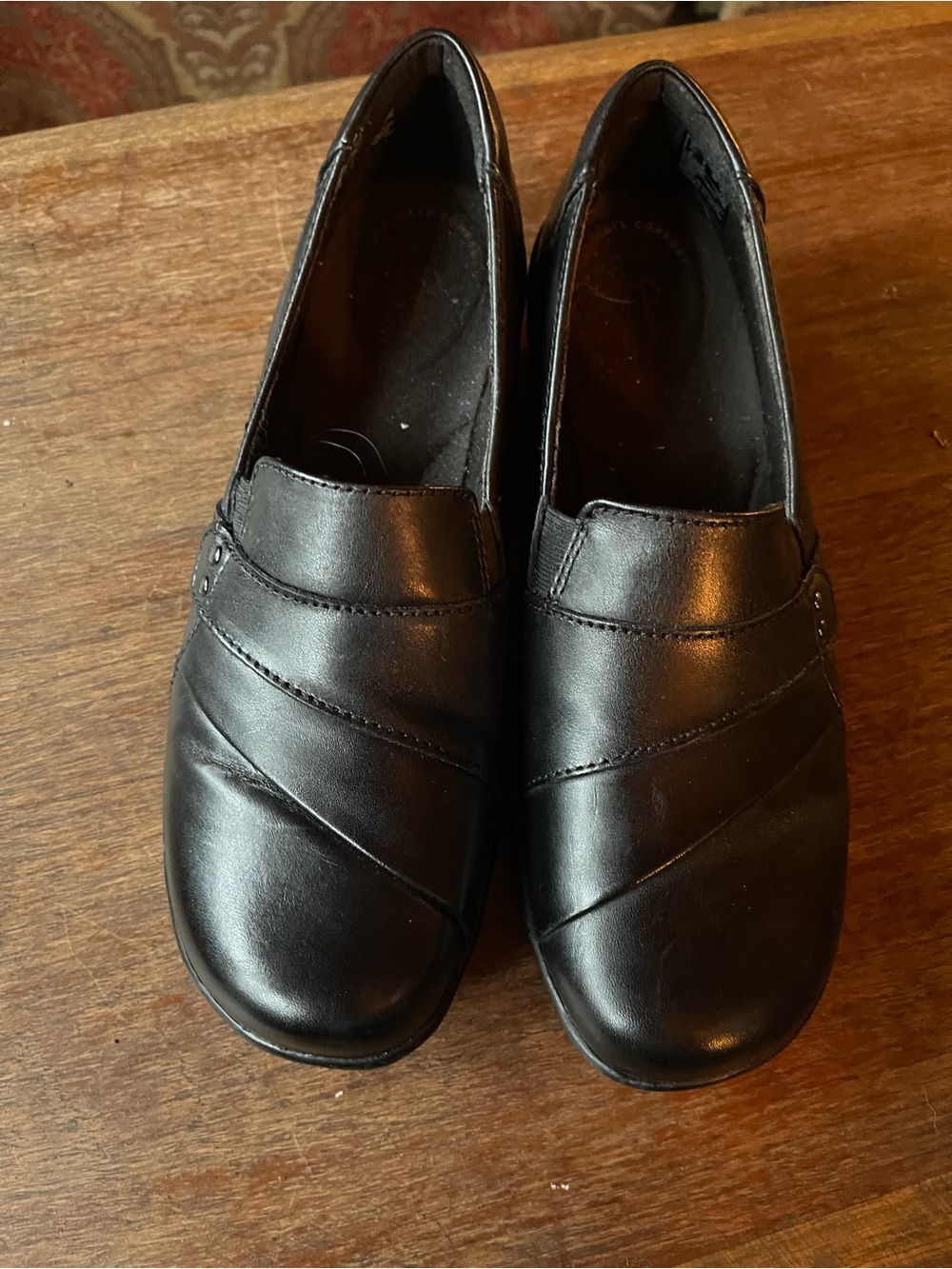 Women’s Black Leather Slip-On Comfort Loafers